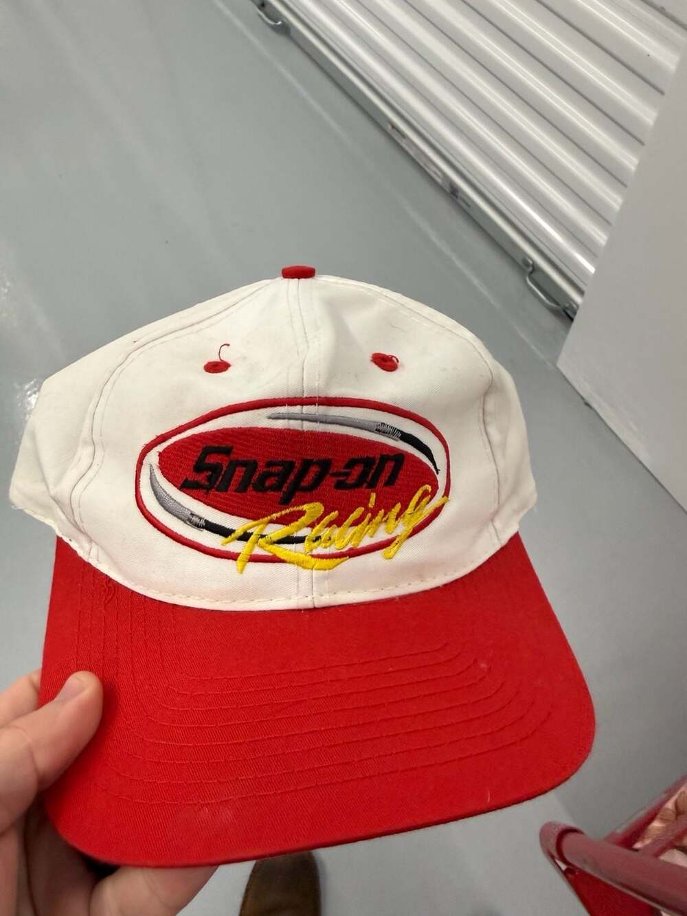 Snap-on Racing Vintage White and Red Adjustable Strapback Hat